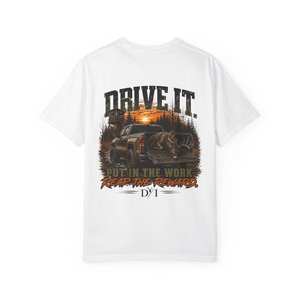 Drive It. Truck Graphic T‑Shirt — 'Put In The Work, Reap The Reward' Outdoor Crew Tee