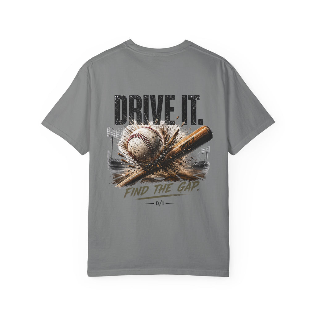 Baseball T‑Shirt — "DRIVE IT. Find The Gap." Graphic Tee