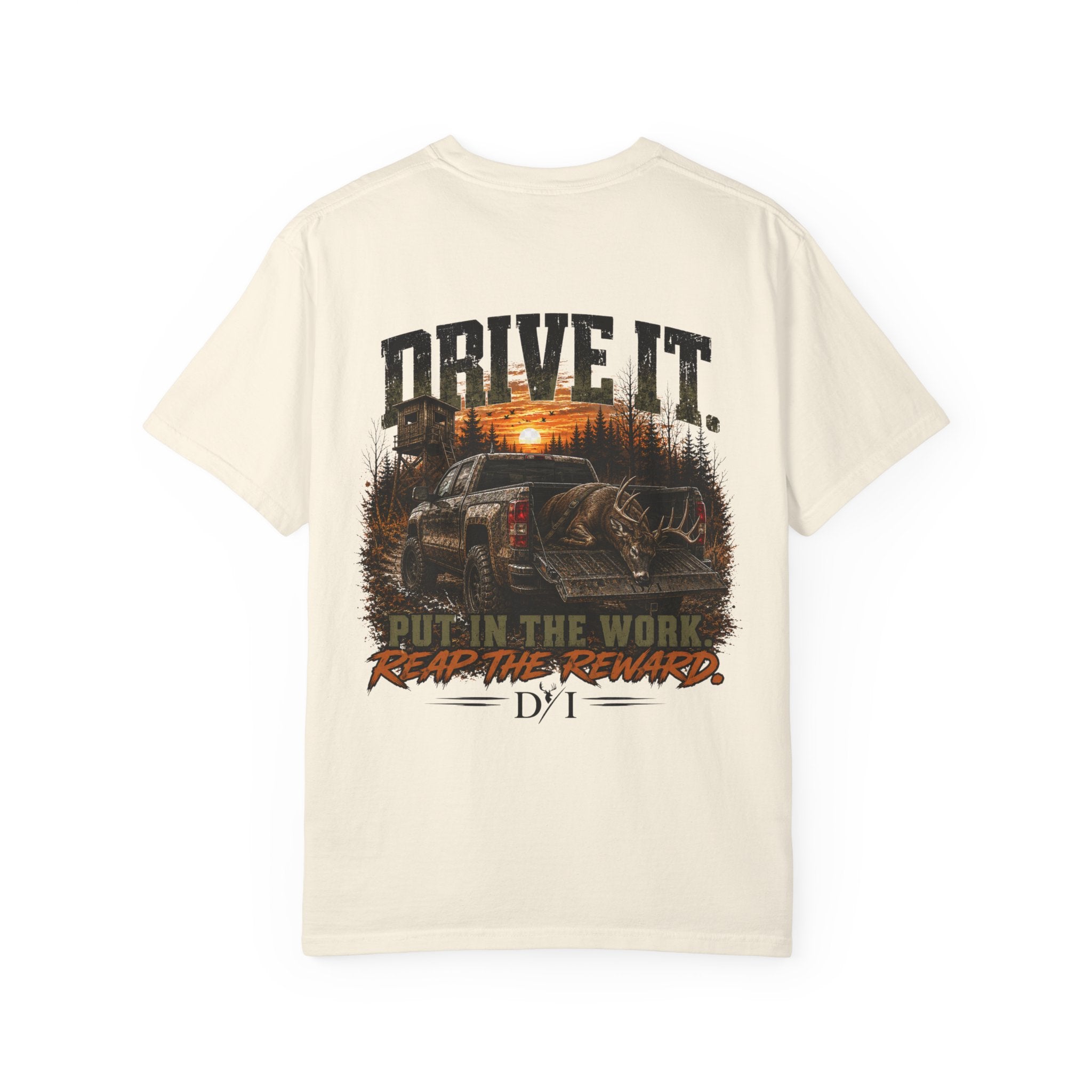 Drive It. Truck Graphic T‑Shirt — 'Put In The Work, Reap The Reward' Outdoor Crew Tee