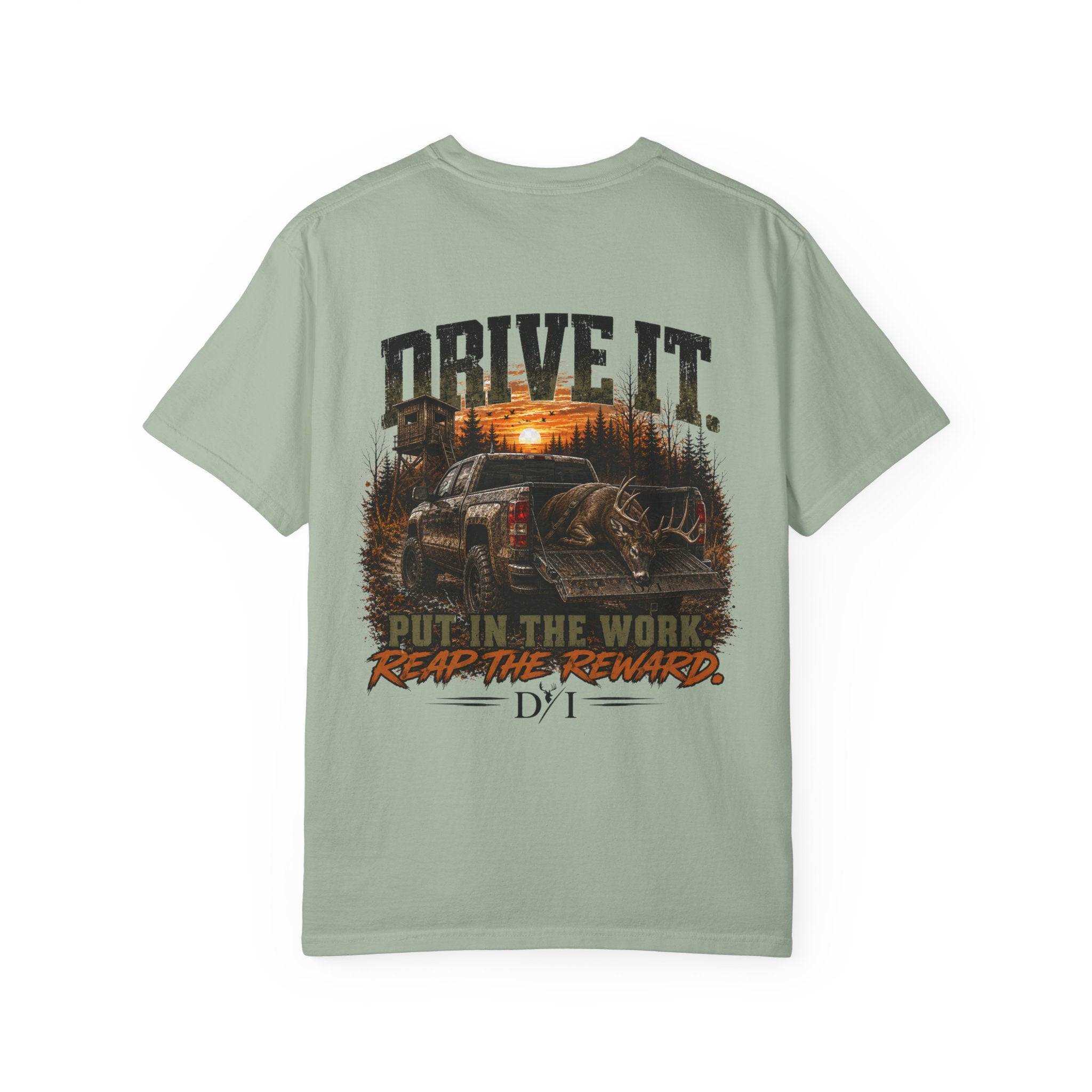 Drive It. Truck Graphic T‑Shirt — 'Put In The Work, Reap The Reward' Outdoor Crew Tee